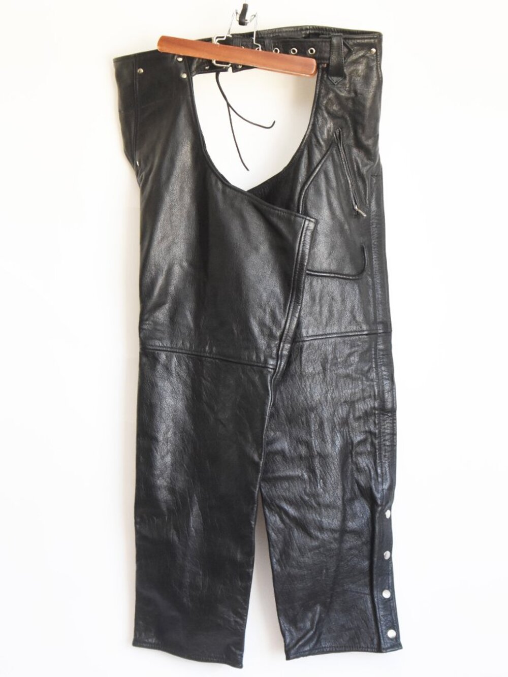 Shardan's Leather Motorcycle Riding Chaps - Black - Size 3XL (Inseam 32")